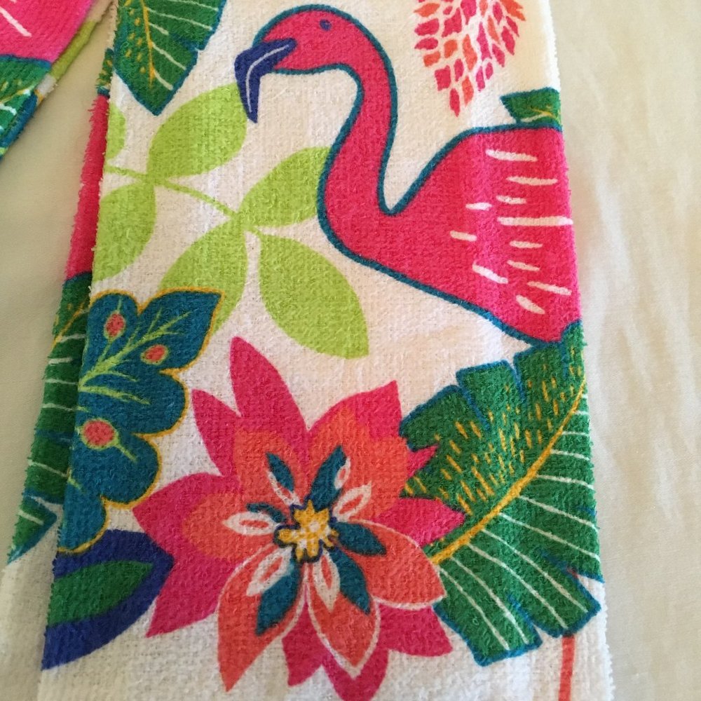 COPY - NWT Botanical Pink Flamingo Kitchen Towels